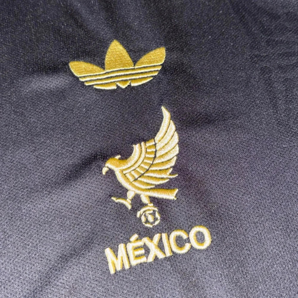 Adidas Mexico De Oro Soccer Jersey Mens 2XL Slim Fit Black Gold Aztec Aeroready